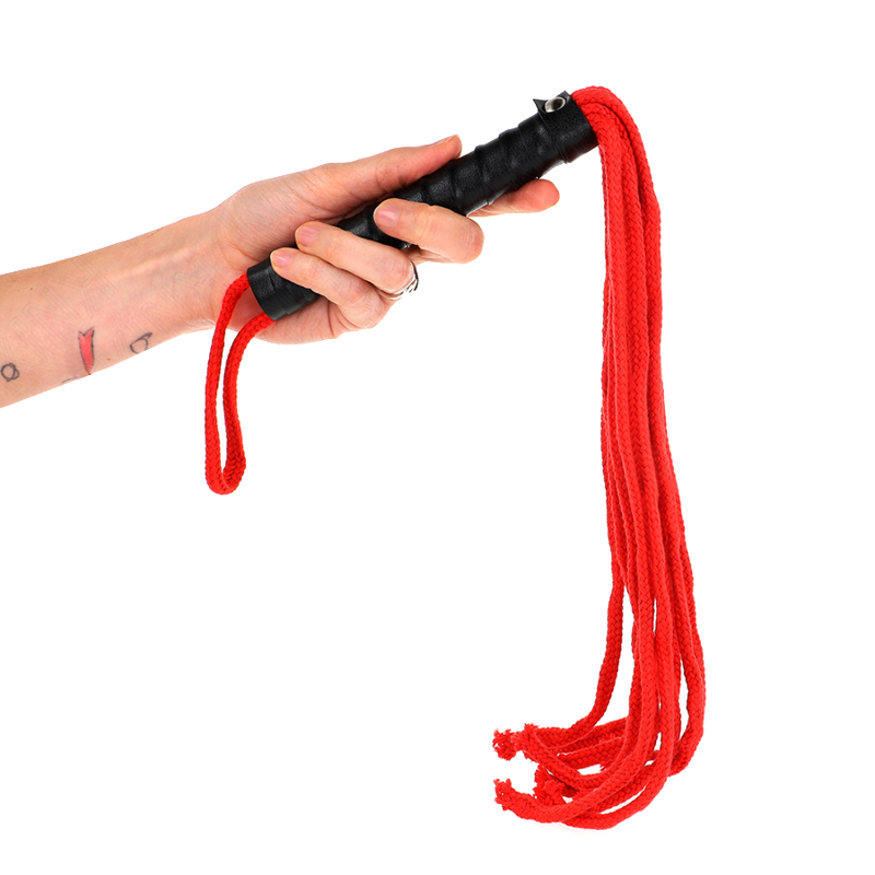 Fouet à cordes rouge 56 cm