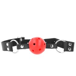 Bâillon boule respirant rouge à double rivet