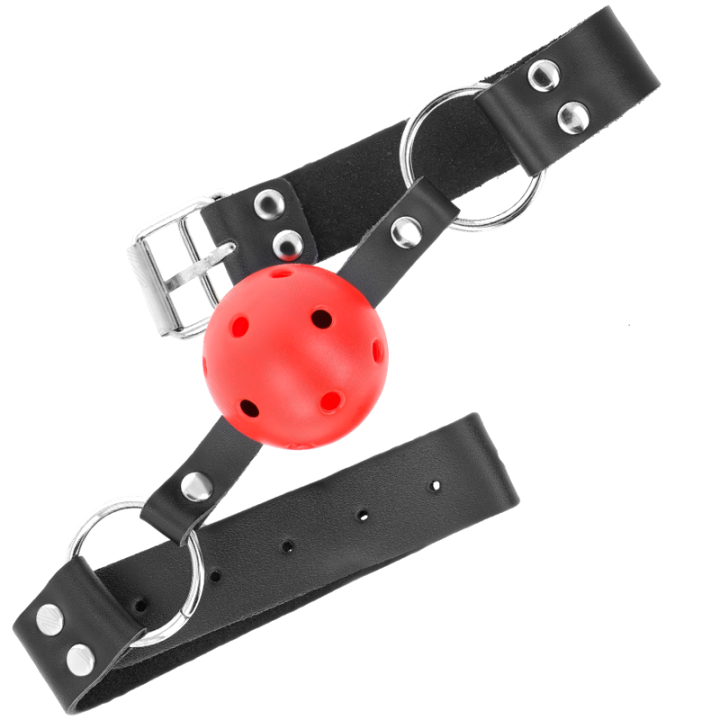 Mordaza de Bola Transpirable con Doble Remache Rojo