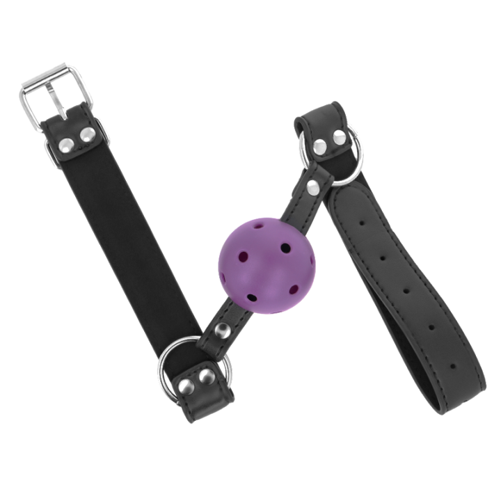 Bâillon boule respirant violet à double rivet