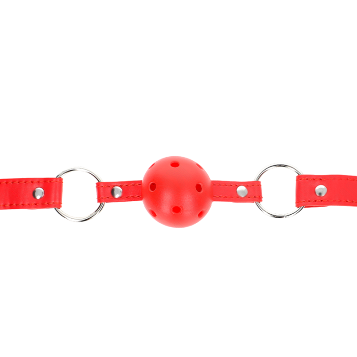 Bâillon boule respirant à double rivet Modèle 1 rouge