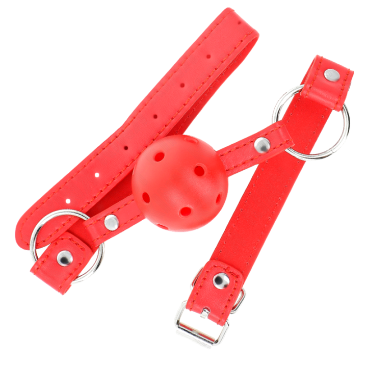Bâillon boule respirant à double rivet Modèle 1 rouge
