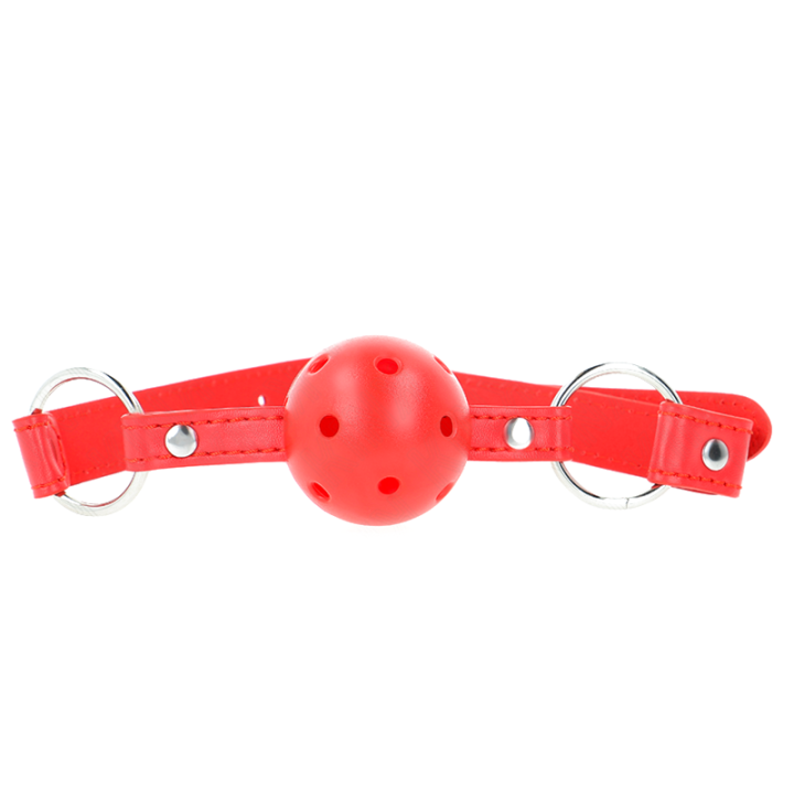 Bâillon boule respirant à double rivet Modèle 1 rouge