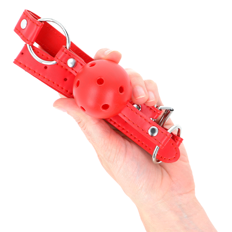 Bâillon boule respirant à double rivet Modèle 1 rouge