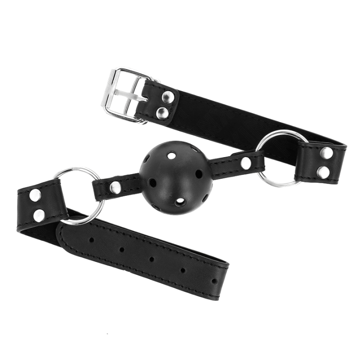 Bâillon-boule respirant à double rivet Modèle 1 noir