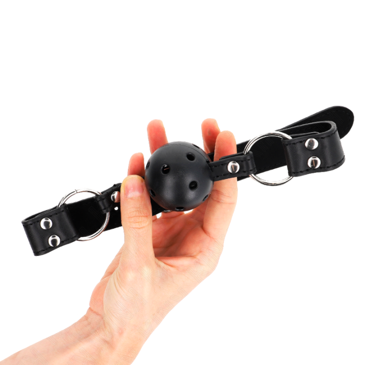 Bâillon-boule respirant à double rivet Modèle 1 noir