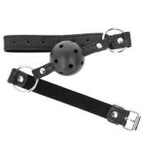 Bâillon boule noir rigide ajouré Modèle 1