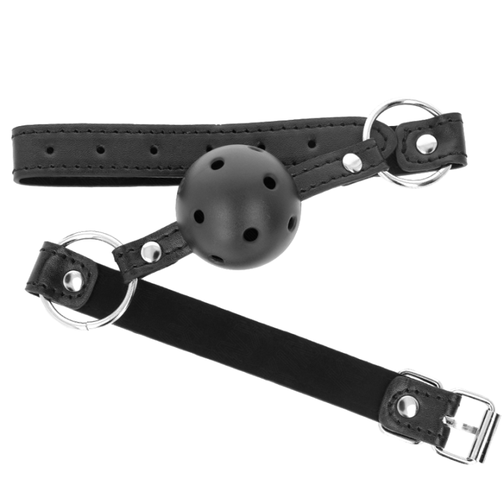 Bâillon boule noir rigide ajouré Modèle 1