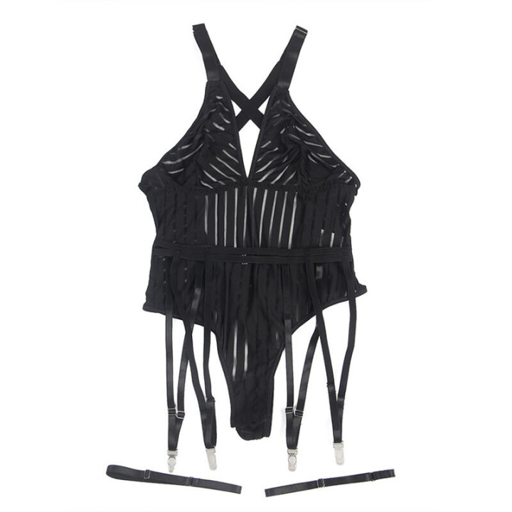 Body noir avec porte-jarretelles