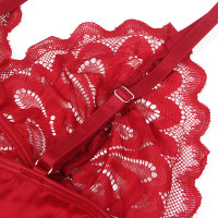 Babydoll satiné en dentelle rouge