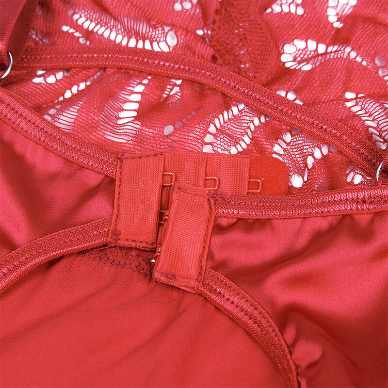 Babydoll satiné en dentelle rouge
