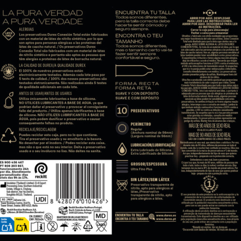 Durex Connexion Totale XL Ultra Fin Sans Latex 10 unités