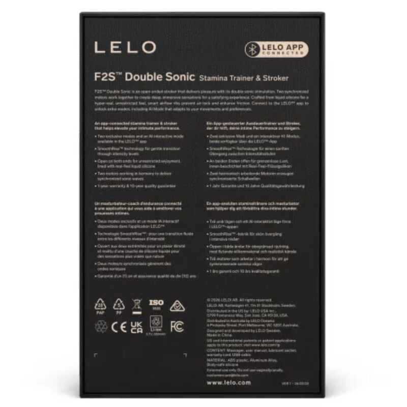 Lelo F2S Double Sonic masturbateur bleu-vert