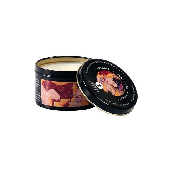 Sensation de bougie de massage Shunga de lavande