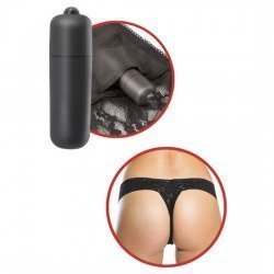 String en Dentelle Noir avec Vibromasseur