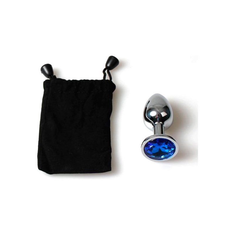 Metal Plug Anal Pequeño Azul con Bolsa