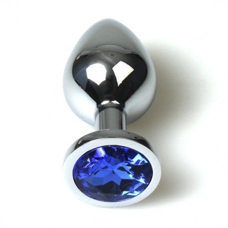 Metal Plug Anal Pequeño Azul con Bolsa