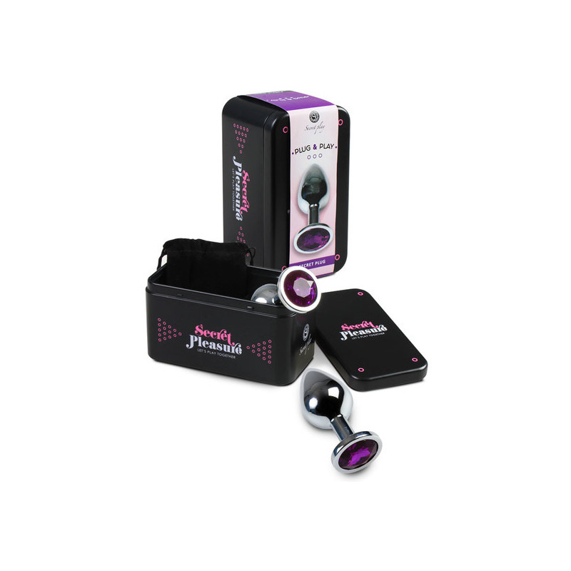 Pequeño Plug Anal Metal Morado con Bolsa