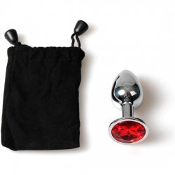 Plug Anal Métallique Moyen Rouge avec Pochette