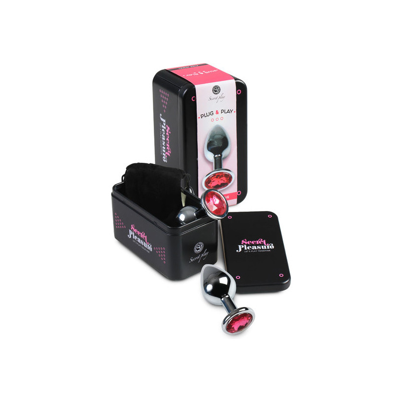 Plug Anal Metal Mediano Fucsia con Bolsa