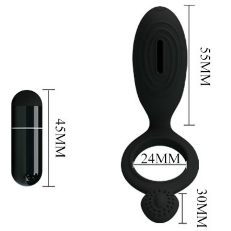 Anillo Vibrador con Estimulador Ethel Negro