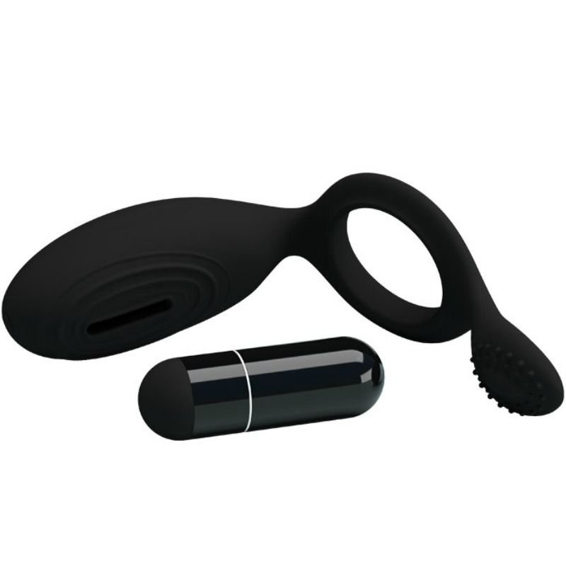 Anillo Vibrador con Estimulador Ethel Negro