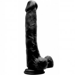 Realrock Pene Realístico con Escroto 27 cm Negro