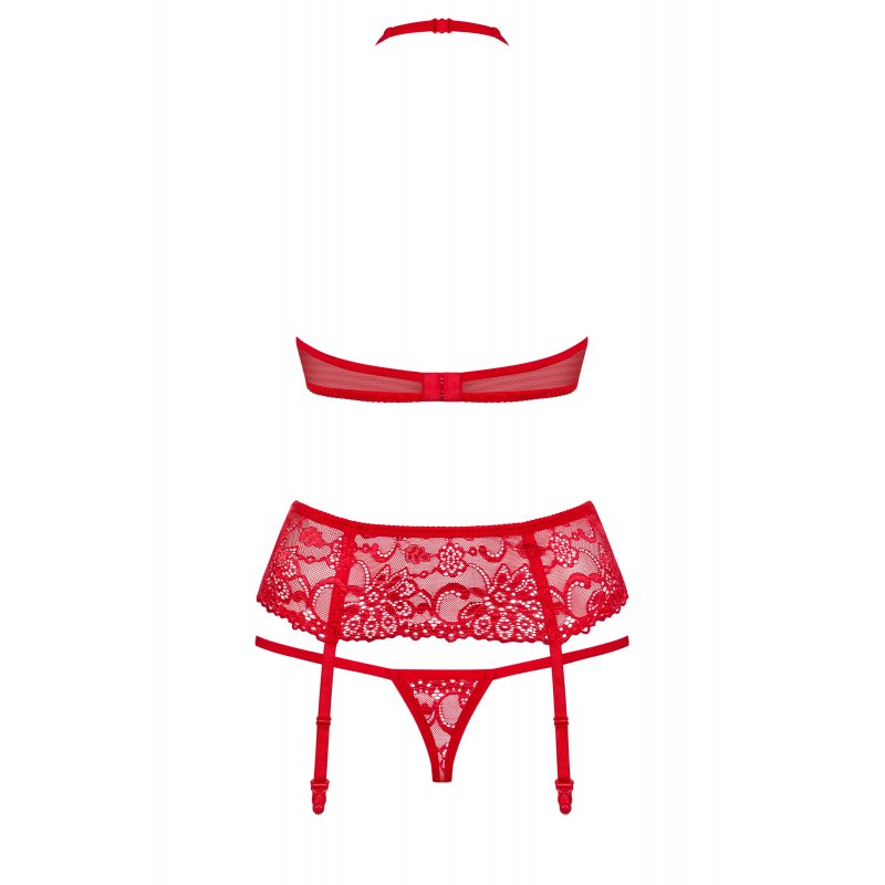 Conjunto con Liguero 838 –Seg-4 Encaje Rojo