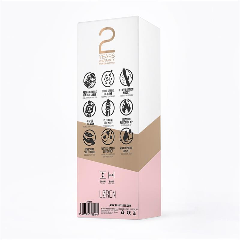 Loren Vibrador Efecto Calor Silicona USB Púrpura