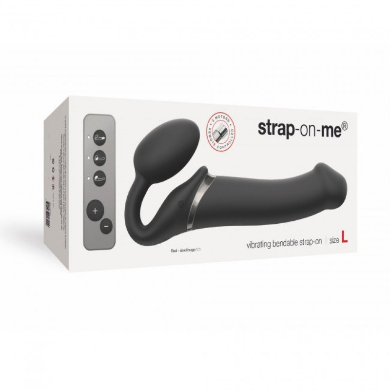 Arnés Doble Vibrador Strap-on-me Negro Talla L