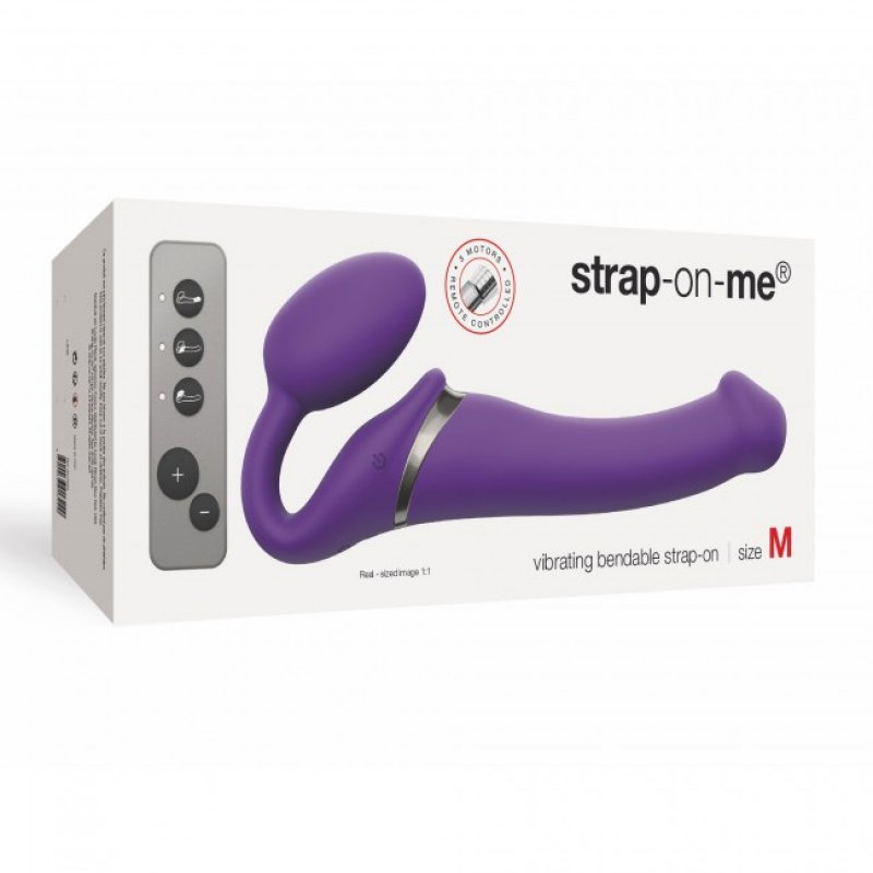 Arnés Doble Vibrador Strap-on-me Morado Talla L