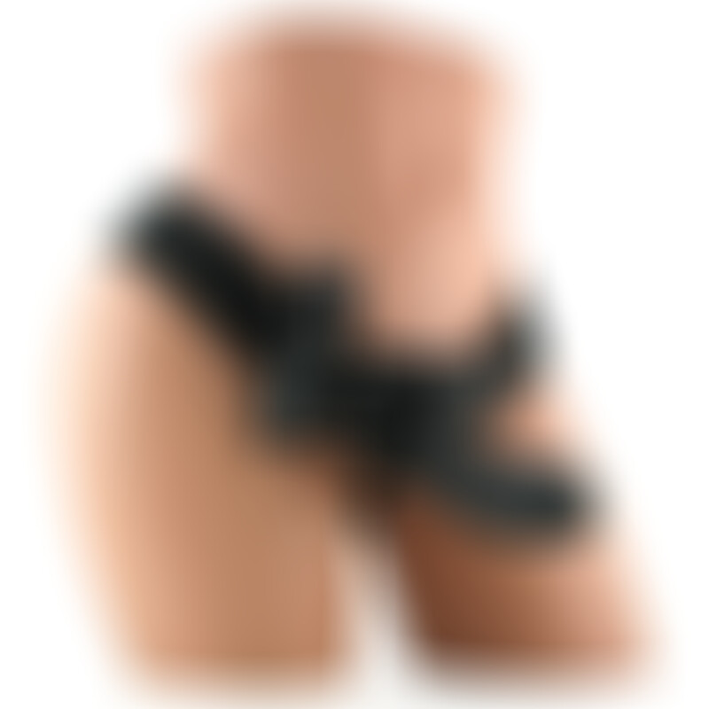 Harnais Creux Vibromasseur pour Lui et Elle Noir 16 cm
