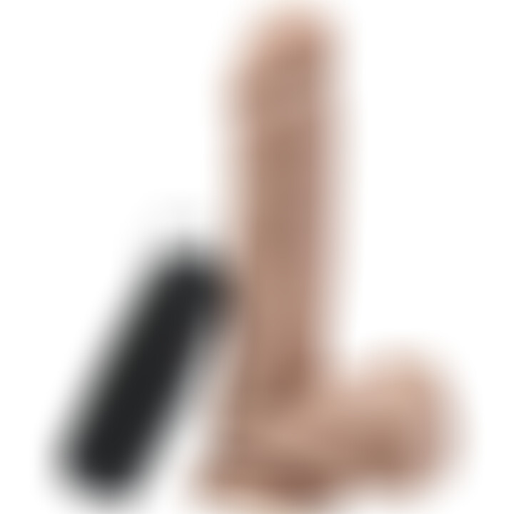 Gode 18 cm avec Vibromasseur Testicules Naturel