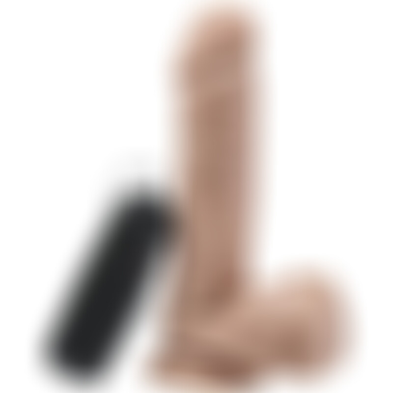 Gode 18 cm avec Vibromasseur Testicules Naturel